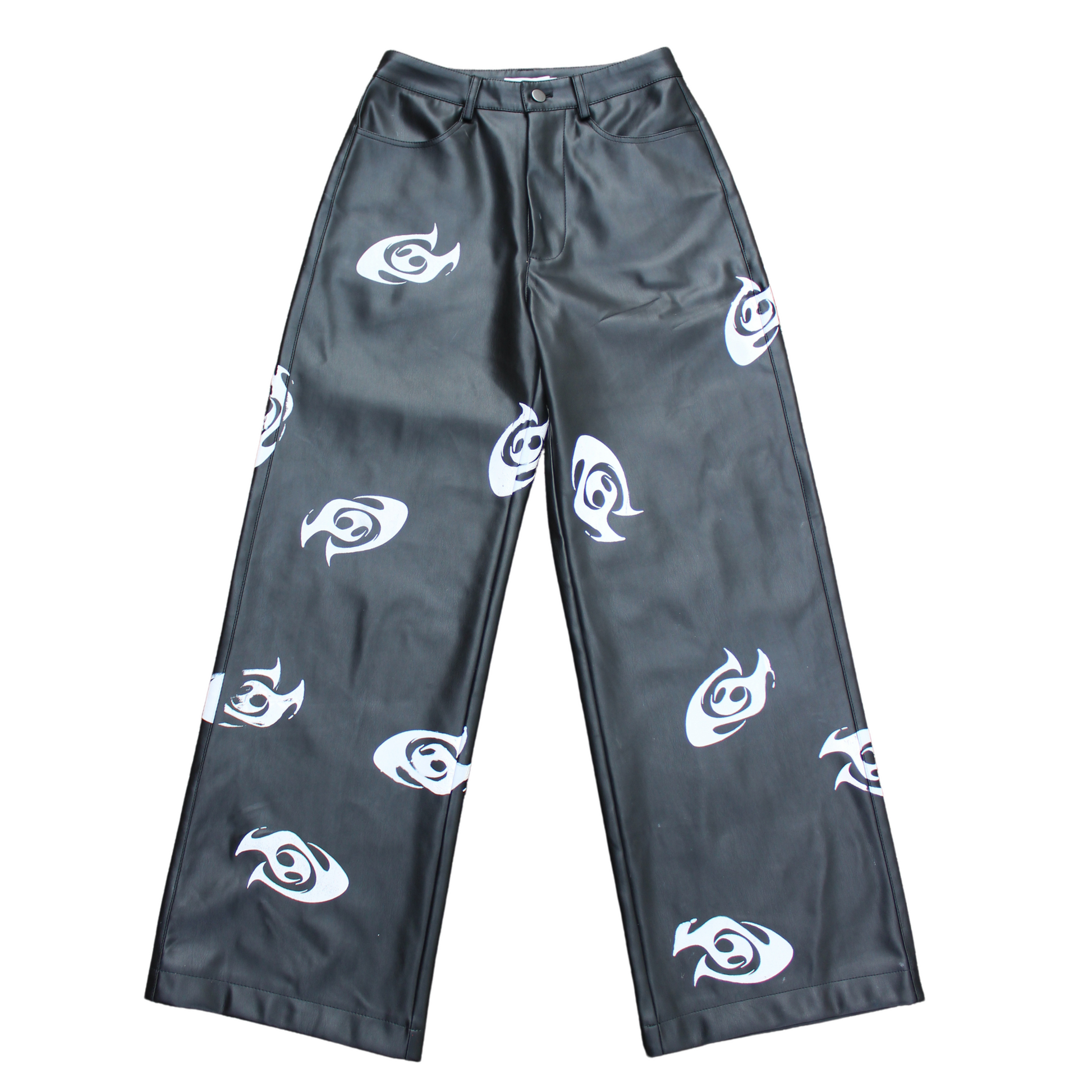 G LOGO WIDE LEG PLEATHER PANTS